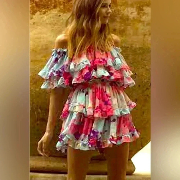 MISA Women’s Isella Ruffled Off The Shoulder Mini Dress Size Small - Picture 7 of 10